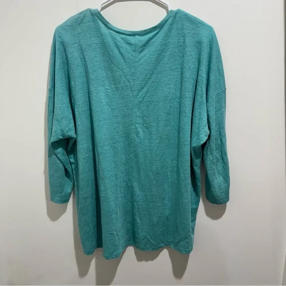 Eileen Fisher Teal 100% Linen Drop Shoulder Tunic Top | Size M - Picture 6 of 10